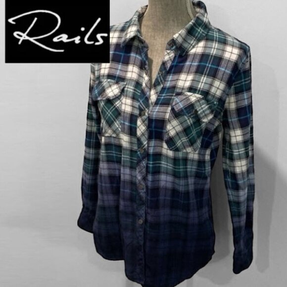 Rails Plaid Long Sleeve button down shirt Size xsmall - Picture 8 of 15